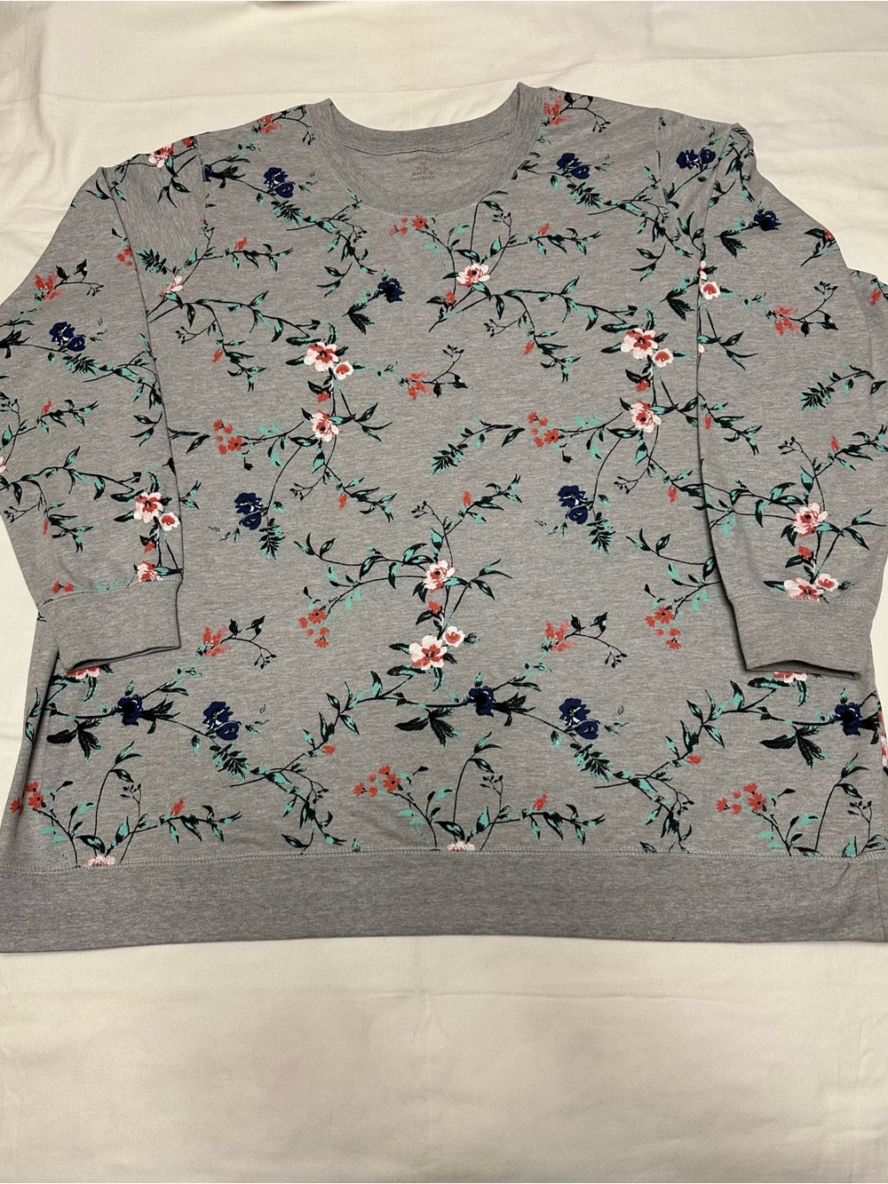 Woman Within Grey Floral Crewneck Sweatshirt - 2X